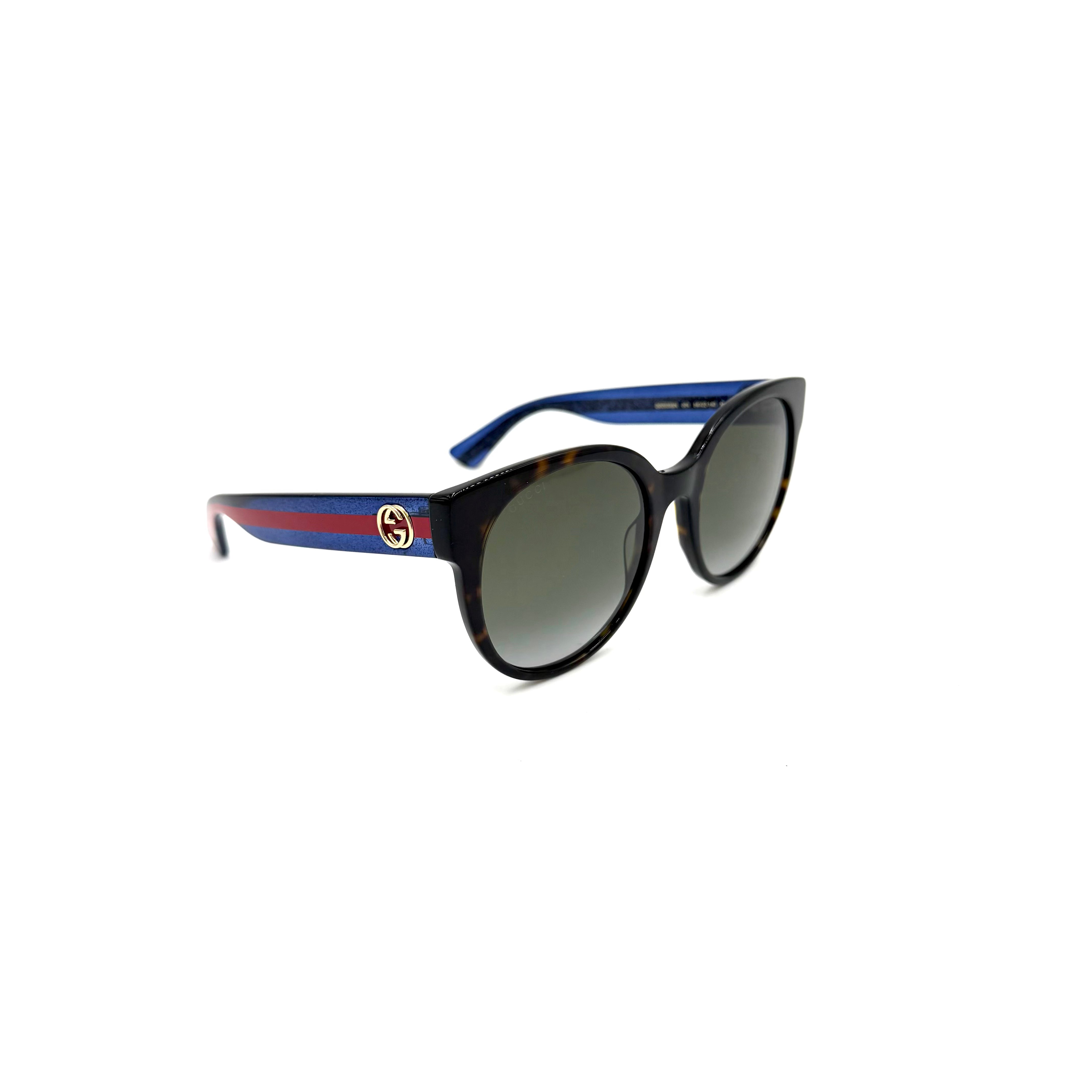 Gucci GG0035SN Havanna m. blå stang